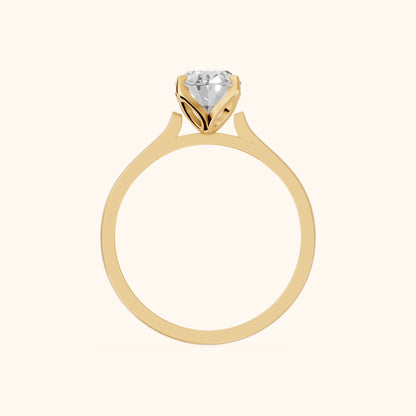 Isabella Bloom Solitaire Oval Diamond Engagement Ring in Yellow Gold - FingerView