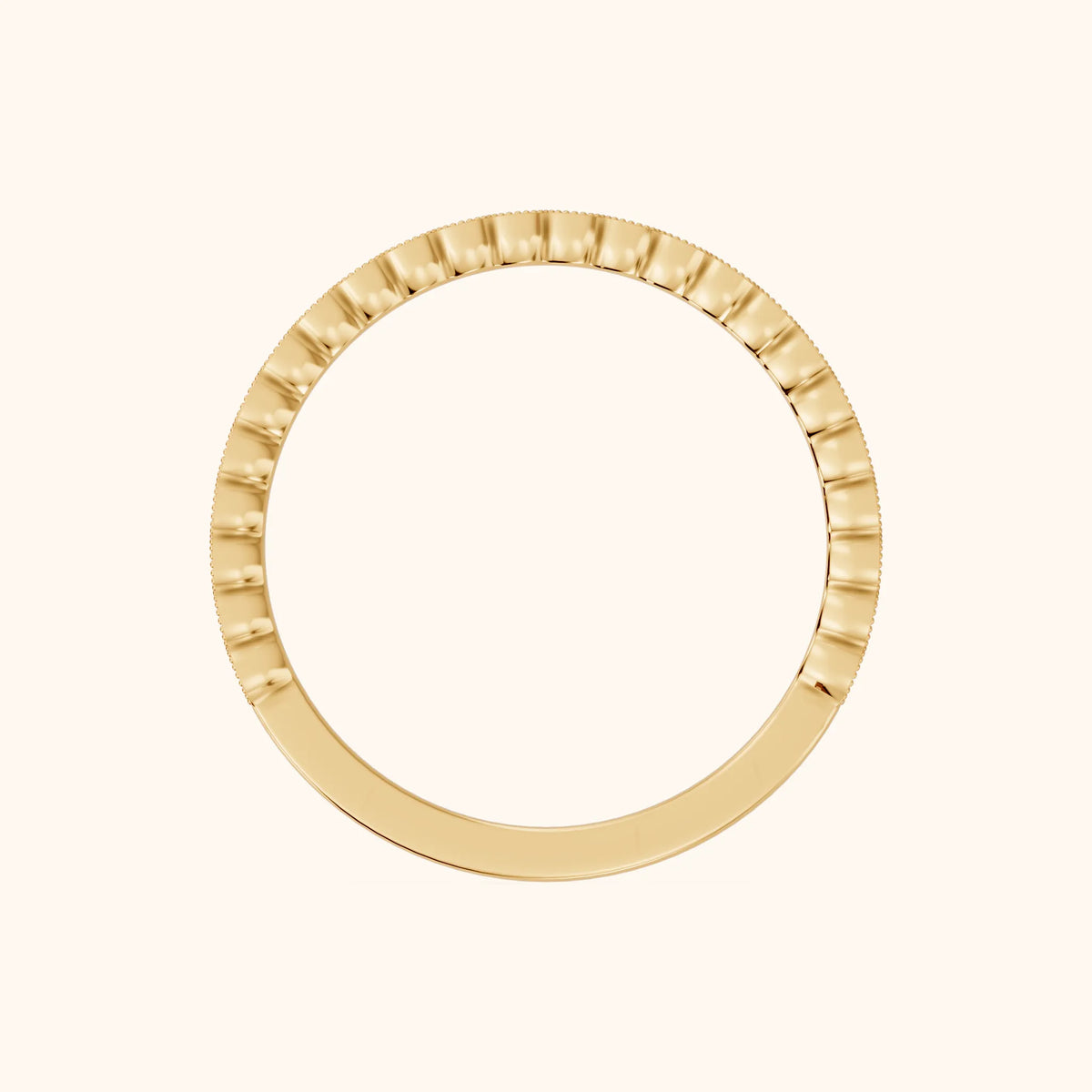 Marielle Milgrain Bezel Round Diamond Half Eternity Band in Yellow Gold - FingerView