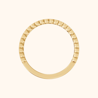 Marielle Milgrain Bezel Round Diamond Half Eternity Band in Yellow Gold - FingerView