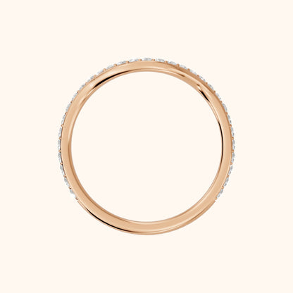 Juliette Contour Round Diamond Stackable Ring in Rose Gold - FingerView