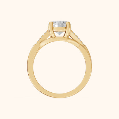 Veronica Twist Side Stone Round Diamond Engagement Ring in Yellow Gold - FingerView