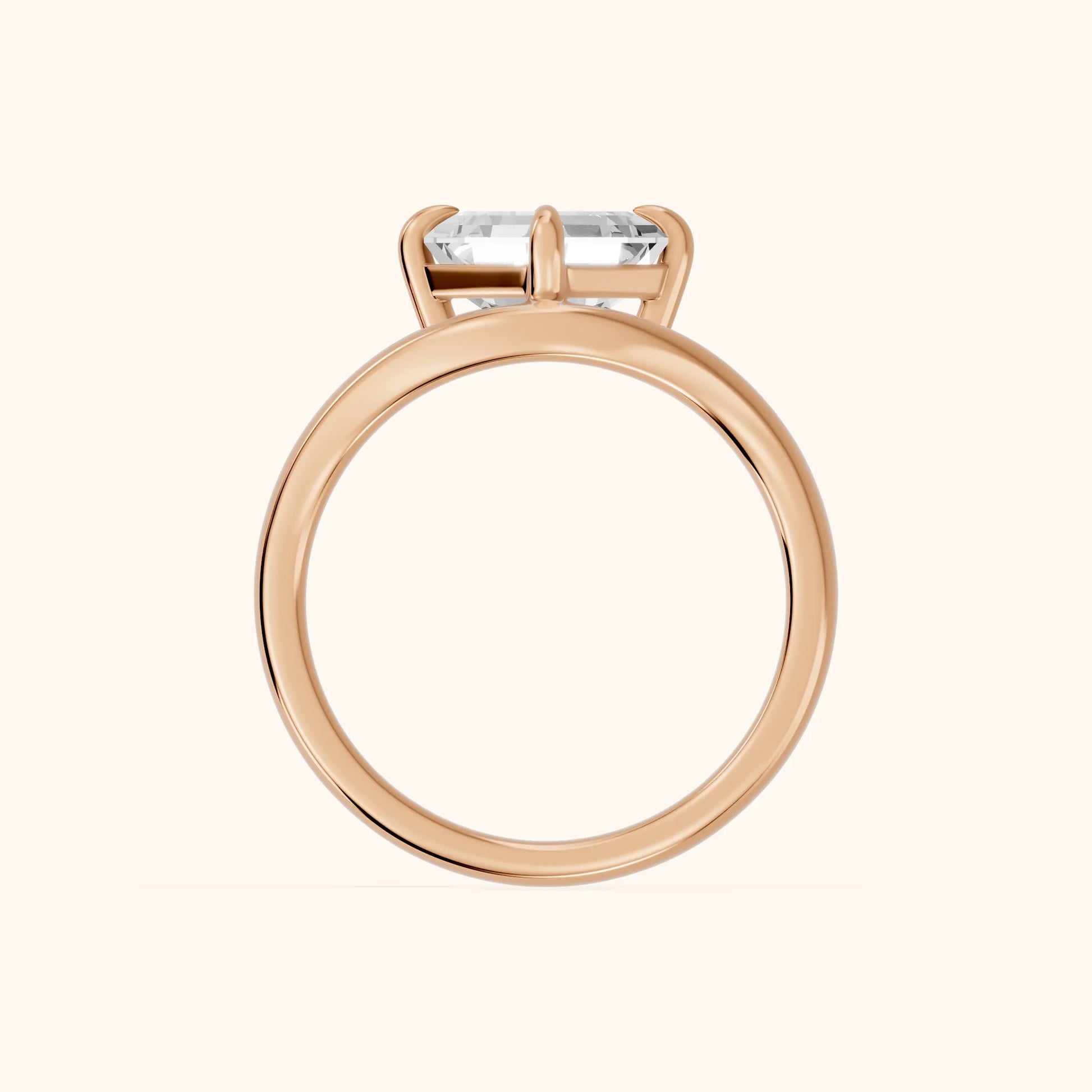 Seraphina Criss Cross Asscher Diamond Engagement Ring in Rose Gold - FingerView