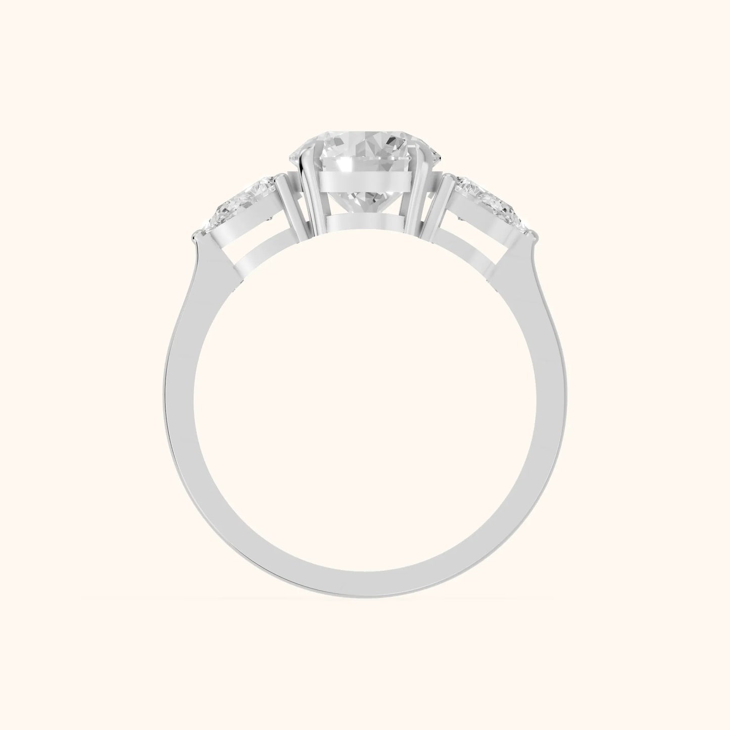 Grace Three Stone Round Diamond Engagement Ring in Silver - FingerView