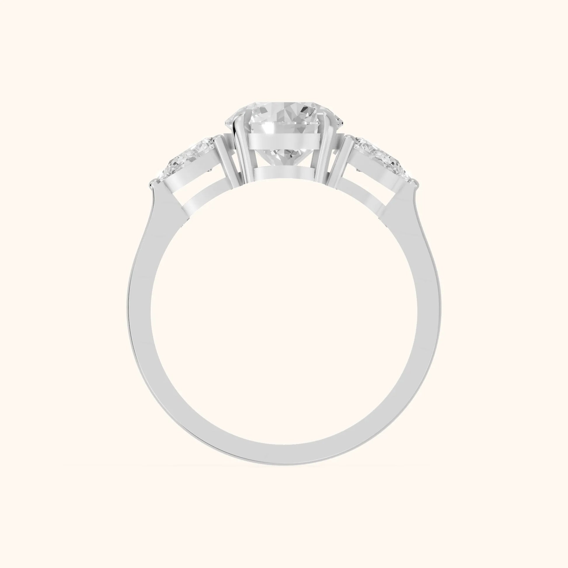 Grace Three Stone Round Diamond Engagement Ring in Silver - FingerView