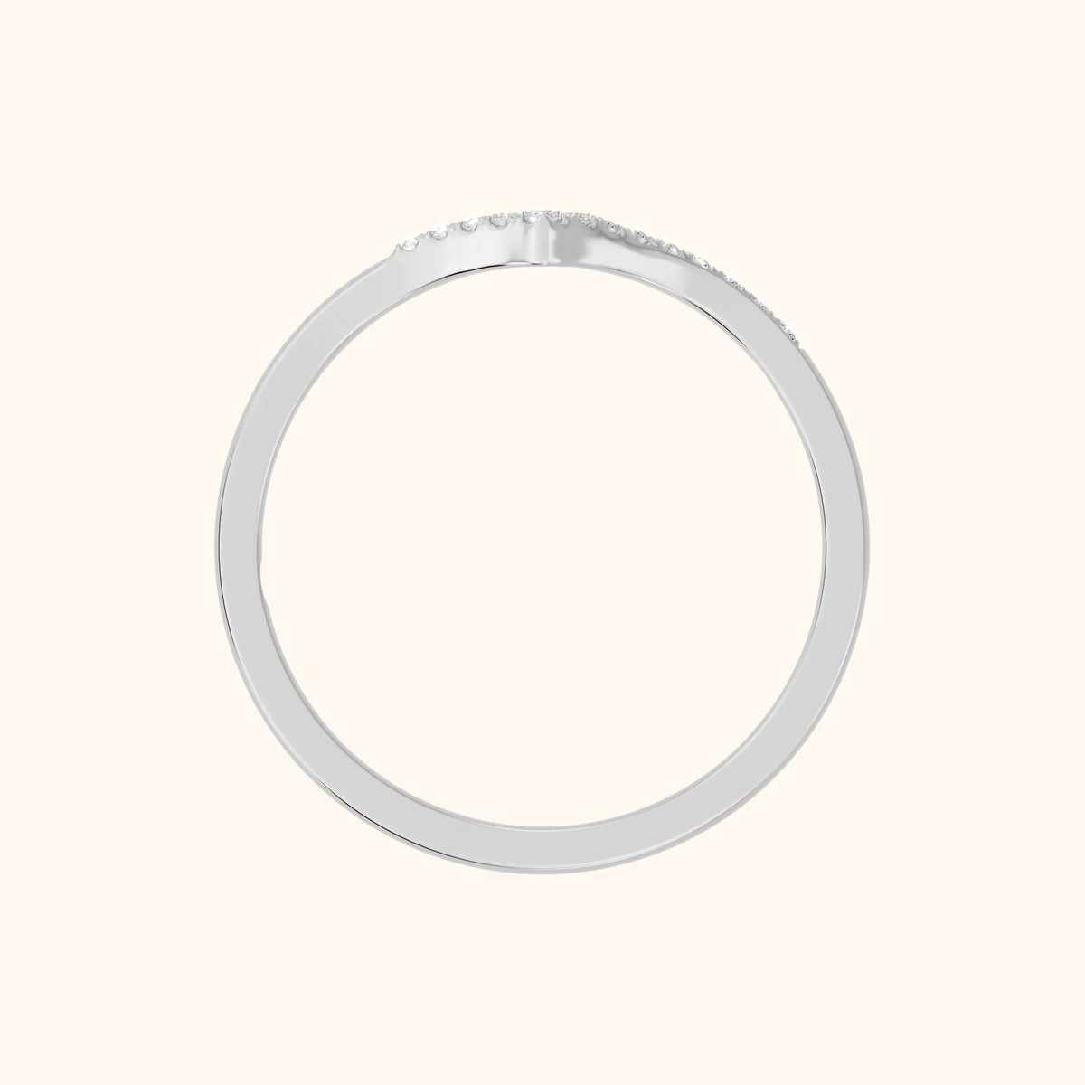 Noemi Contour Round & Baguette Diamond Stackable Ring in Silver - FingerView