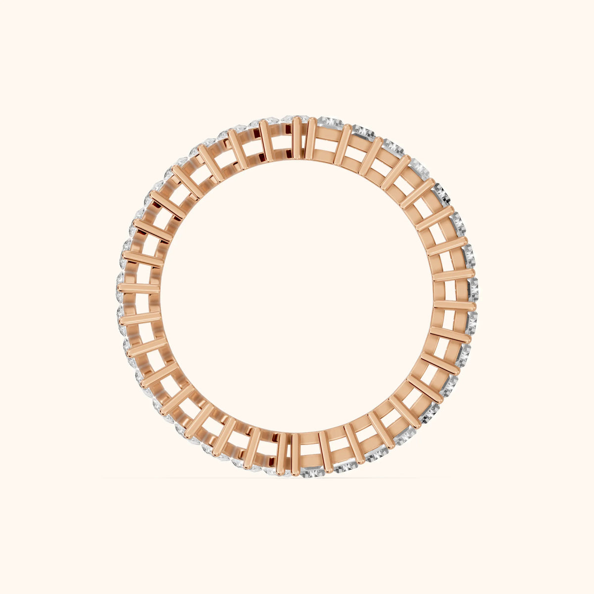 Maite Shared Prong Marquise & Baguette Diamond Eternity Band in Rose Gold - FingerView