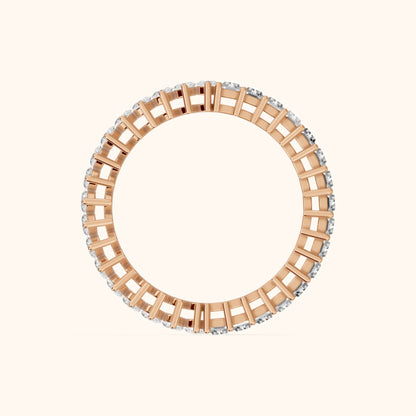 Maite Shared Prong Marquise & Baguette Diamond Eternity Band in Rose Gold - FingerView