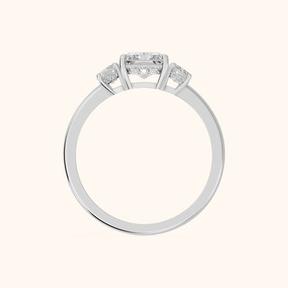 Marian Three-Stone Hidden Halo Radiant Diamond Engagement Ring in Platinum - FingerView.webp