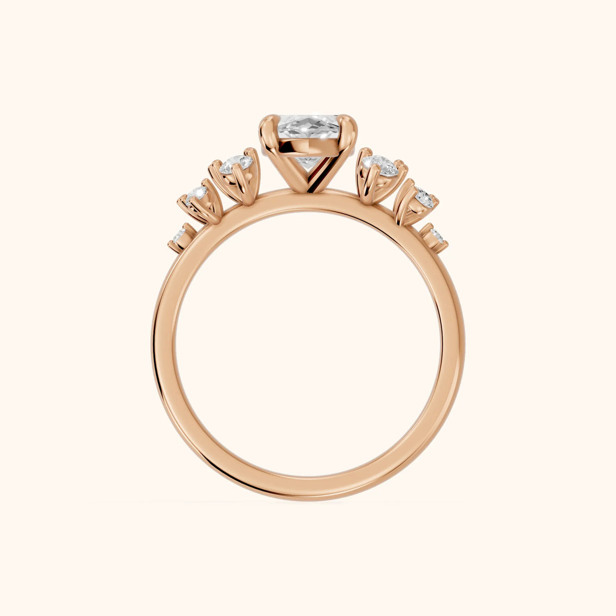 Mirabelle Cluster Marquise Diamond Engagement Ring in Rose Gold - FingerView.webp
