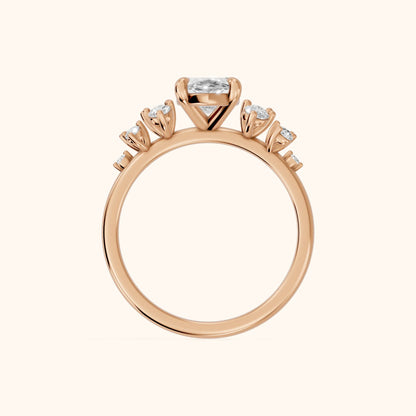 Mirabelle Cluster Marquise Diamond Engagement Ring in Rose Gold - FingerView.webp