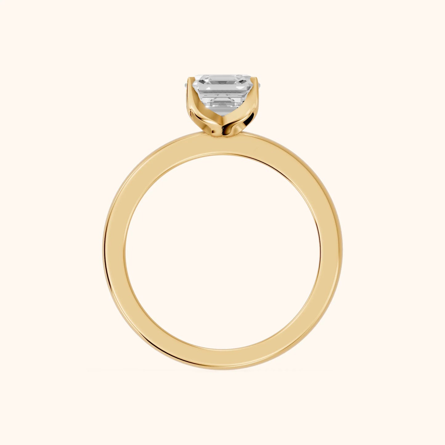 Serena Blossom Solitaire Asscher Diamond Ring in Yellow Gold - FingerView