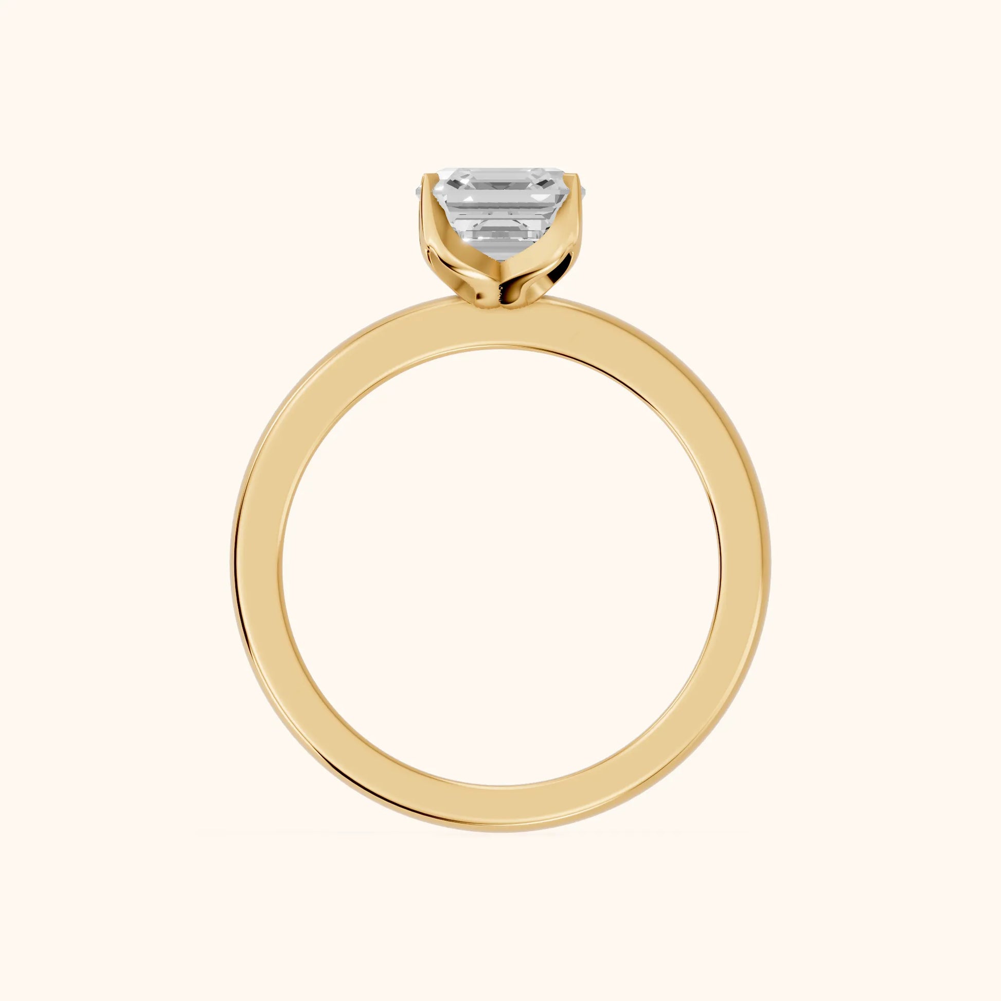 Serena Blossom Solitaire Asscher Diamond Ring in Yellow Gold - FingerView