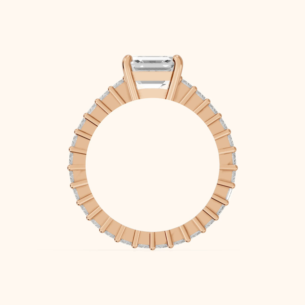 Mallory Shared Prong Asscher Diamond Engagement Ring in Rose Gold - FingerView.webp