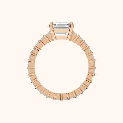 Mallory Shared Prong Asscher Diamond Engagement Ring in Rose Gold - FingerView.webp