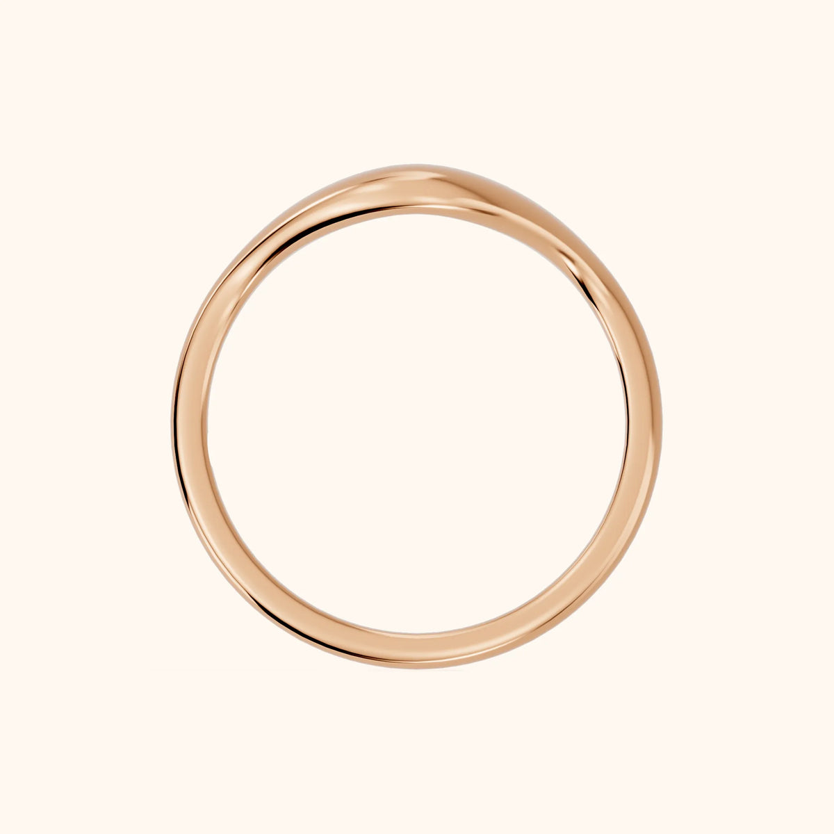 Kavya Curved Contour Wedding Band in Rose Gold - FingerView