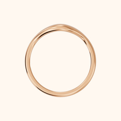 Kavya Curved Contour Wedding Band in Rose Gold - FingerView