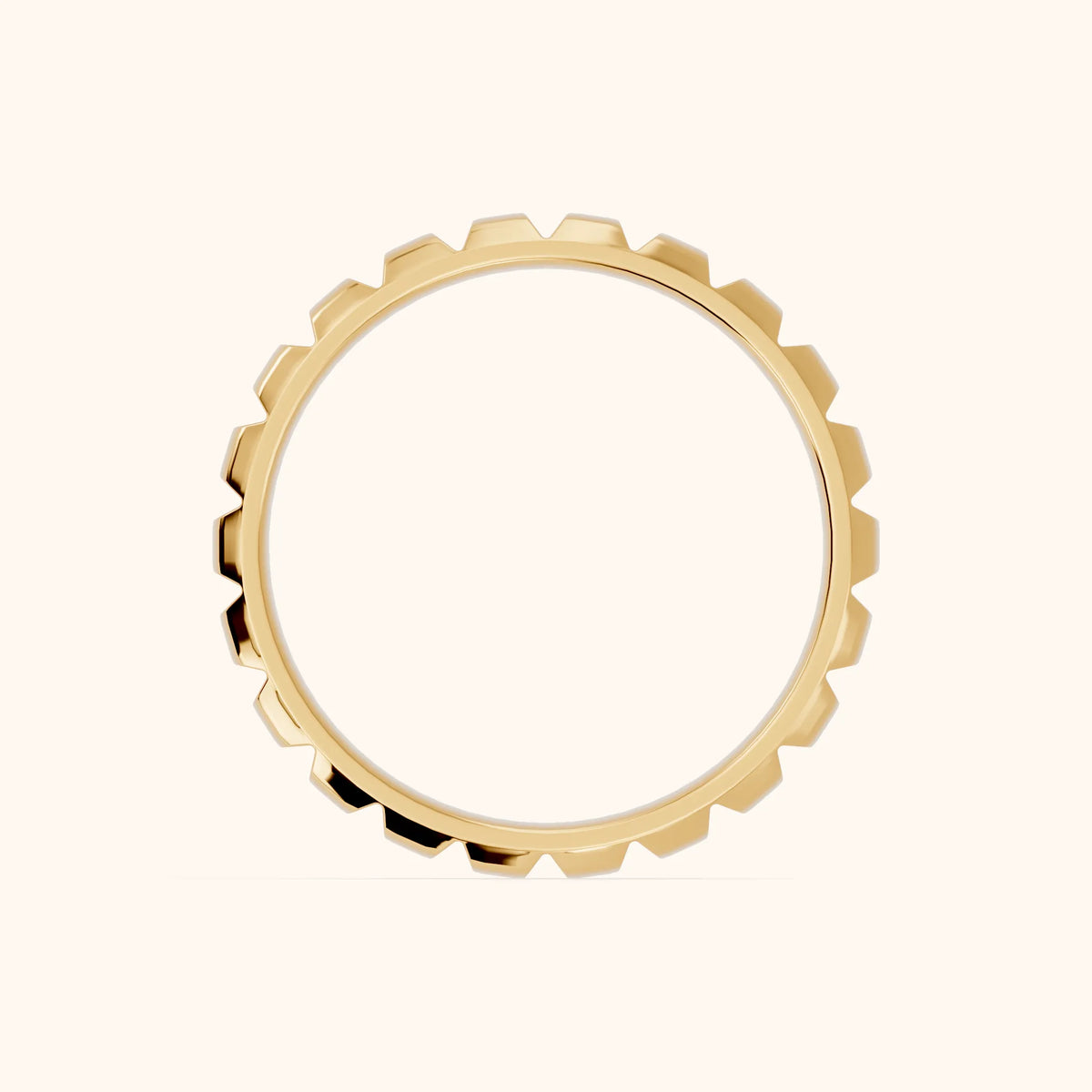 Odile Grooved Low Dome Wedding Band in Yellow Gold - FingerView