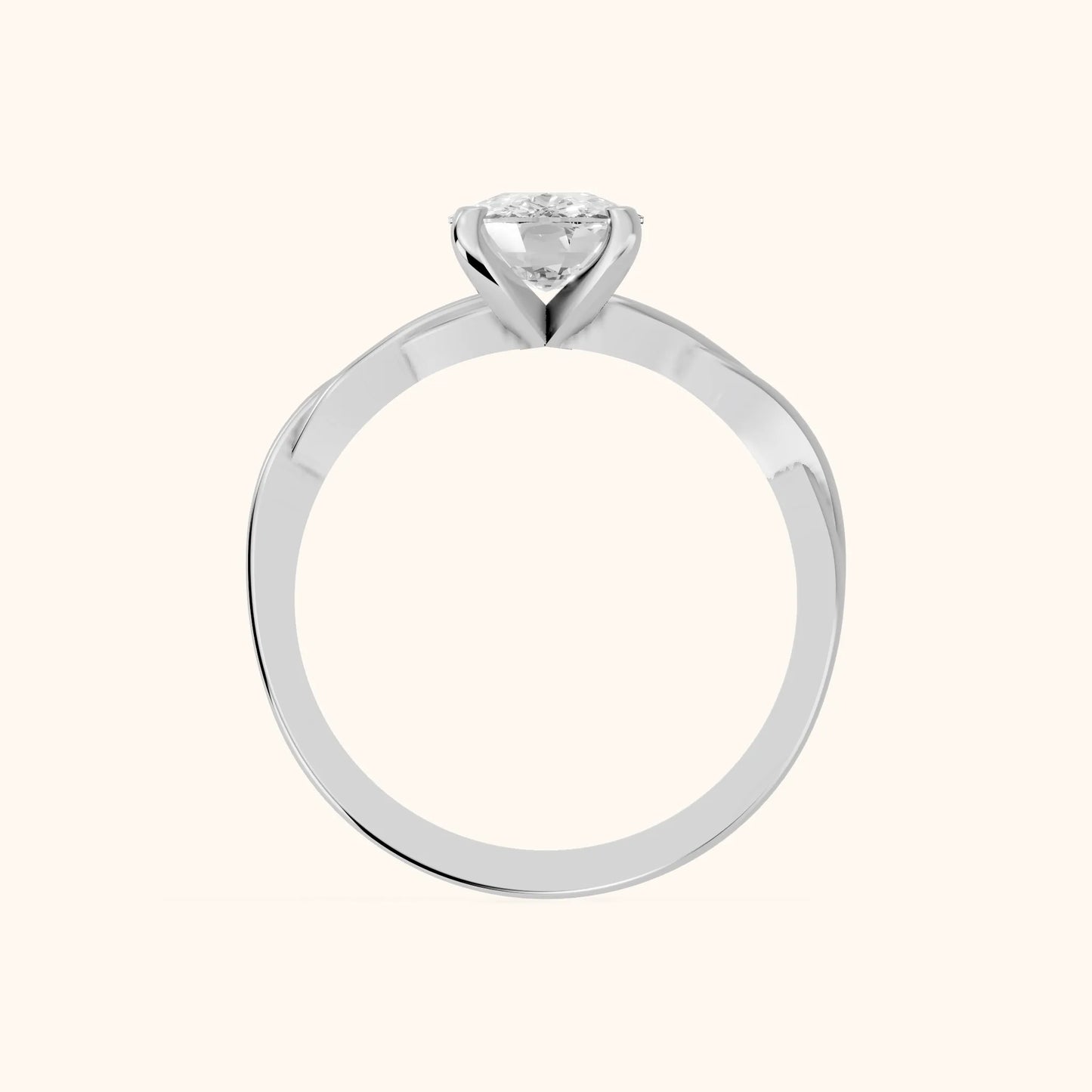 Iris Twist Cushion Diamond Engagement Ring in White Gold - FingerView