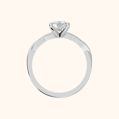 Iris Twist Cushion Diamond Engagement Ring in White Gold - FingerView