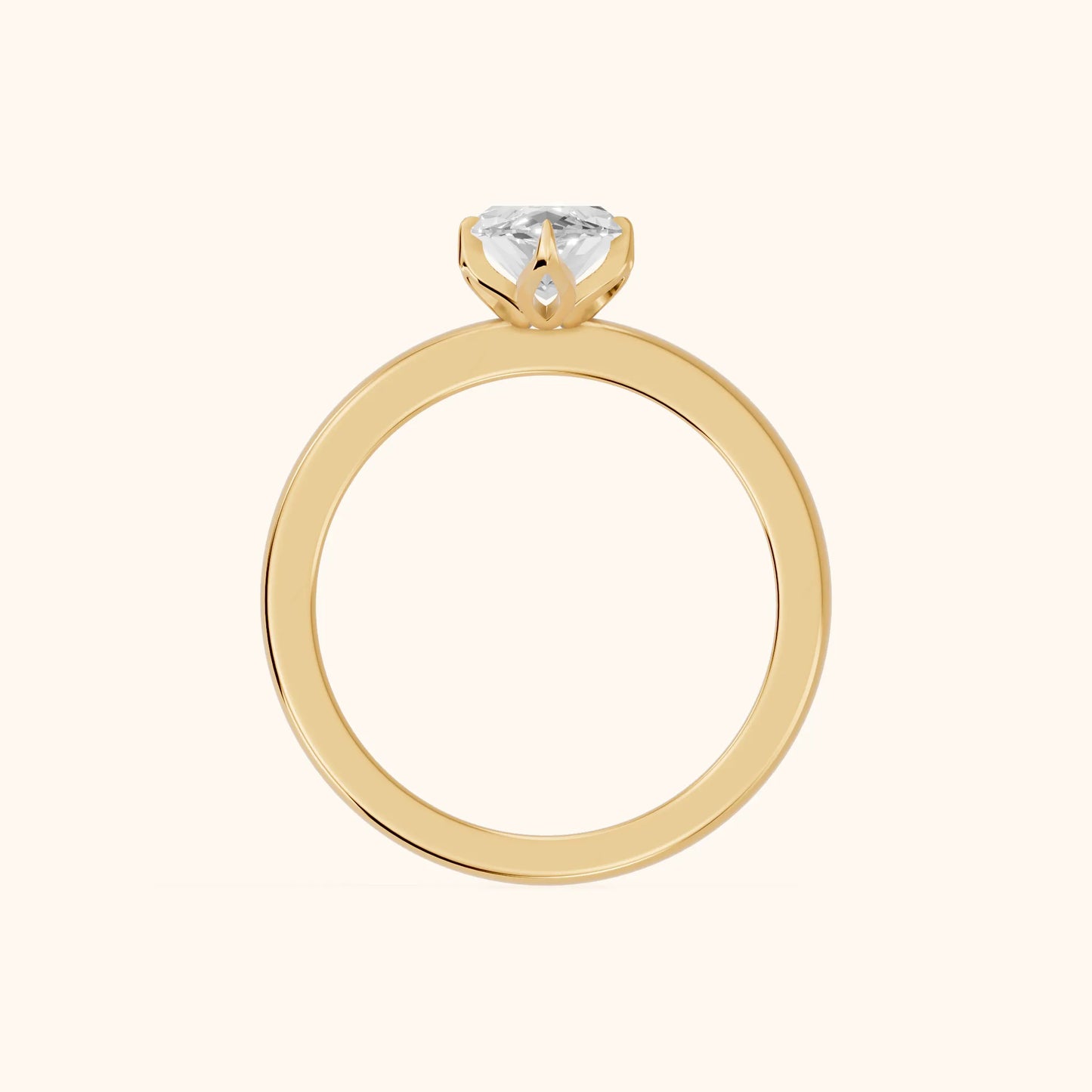 Serena Blossom Marquise Diamond Solitaire Ring in Yellow Gold - FingerView