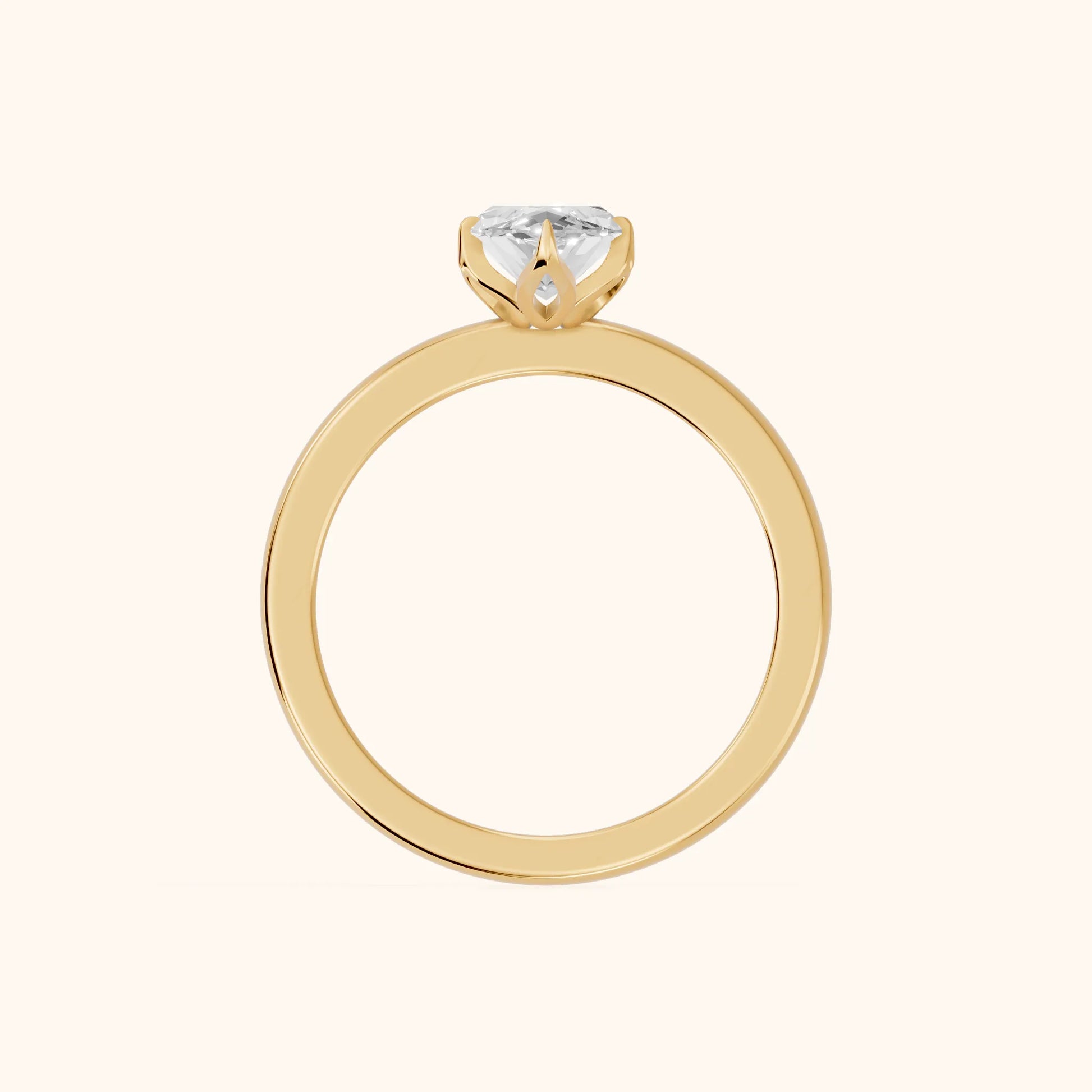 Serena Blossom Marquise Diamond Solitaire Ring in Yellow Gold - FingerView