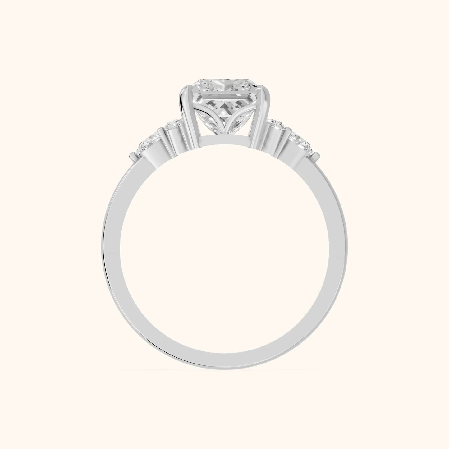 Amelia Three Stone Princess Diamond Engagement Ring in Silver - FingerView