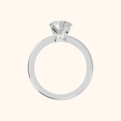 Flora Guardian Solitaire Round Diamond Engagement Ring in Platinum - FingerView