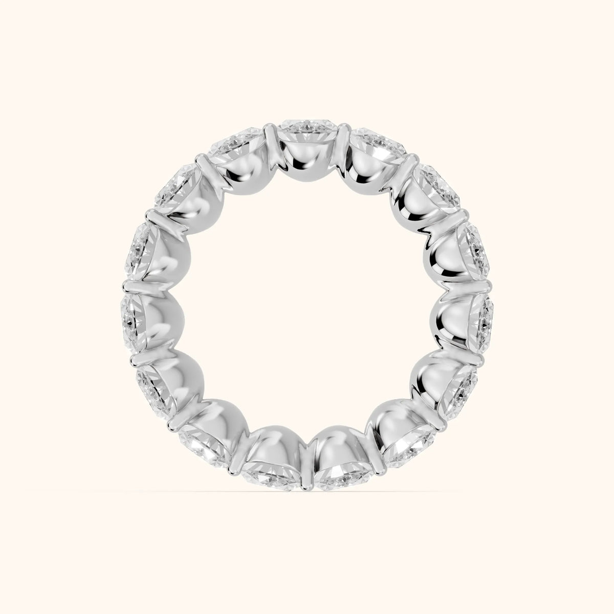 Flavia Shared Prong Oval Diamond Eternity Band in Silver - FingerView