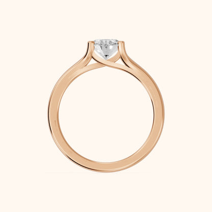 Nell Split Shank Solitaire Oval Diamond Engagement Ring in Rose Gold - FingerView.webp