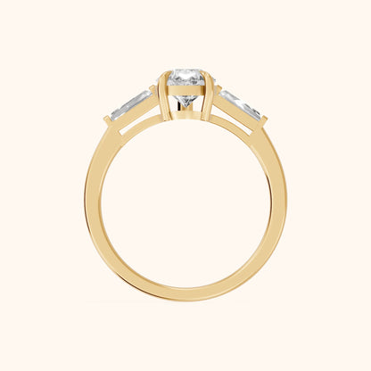 Winnie Three-Stone Pear Diamond Engagement Ring in Yellow Gold - FingerView.webp