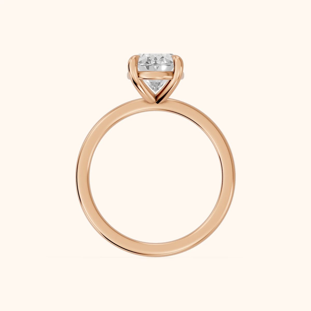 Cassandra Claw Prong Solitaire Oval Diamond Engagement Ring in Rose Gold - FingerView.webp