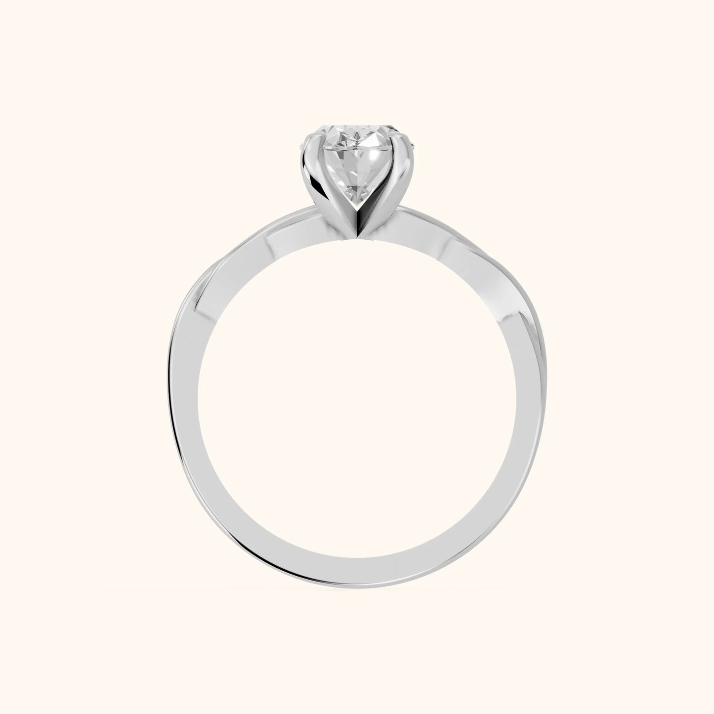 Iris Twist Oval Diamond Engagement Ring in Platinum - FingerView