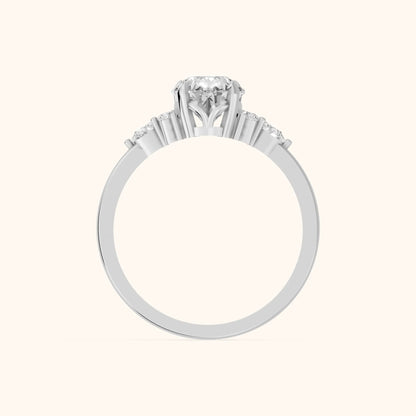 Amelia Three Stone Pear Diamond Engagement Ring in Platinum - FingerView