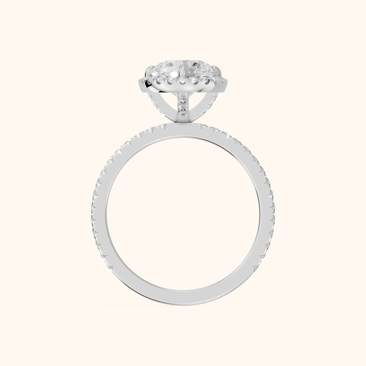 Rosemary Halo Pavé Round Diamond Engagement Ring in White Gold - FingerView.webp