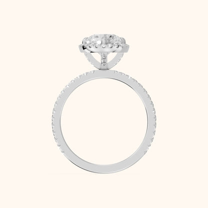 Rosemary Halo Pavé Round Diamond Engagement Ring in White Gold - FingerView.webp