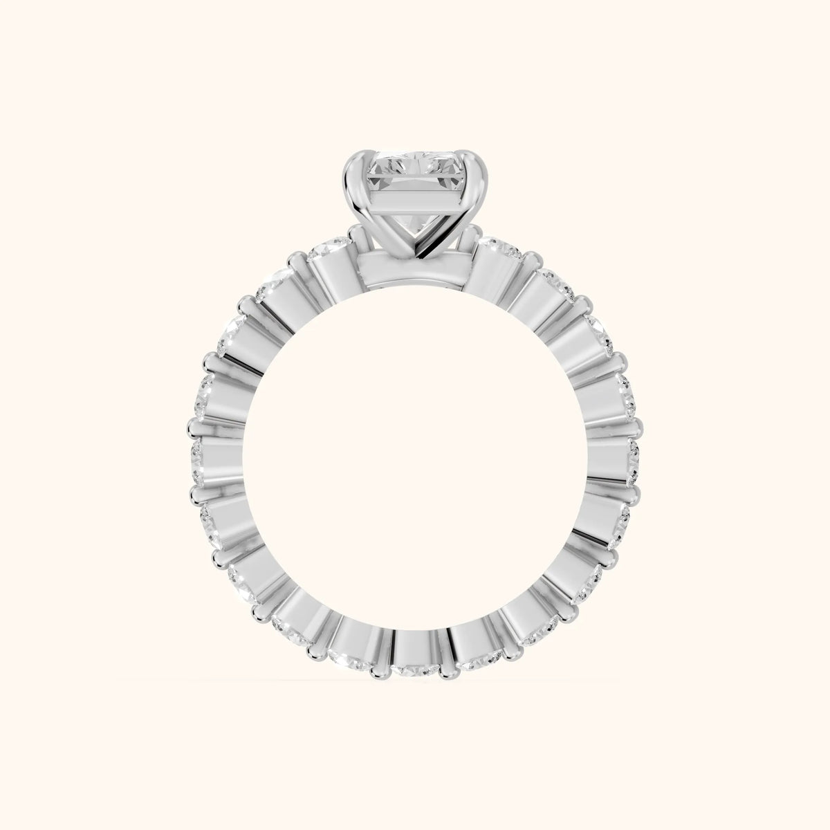 Piper Sidestone Radiant Diamond Engagement Ring in Silver - FingerView.webp