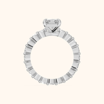 Piper Sidestone Radiant Diamond Engagement Ring in Silver - FingerView.webp