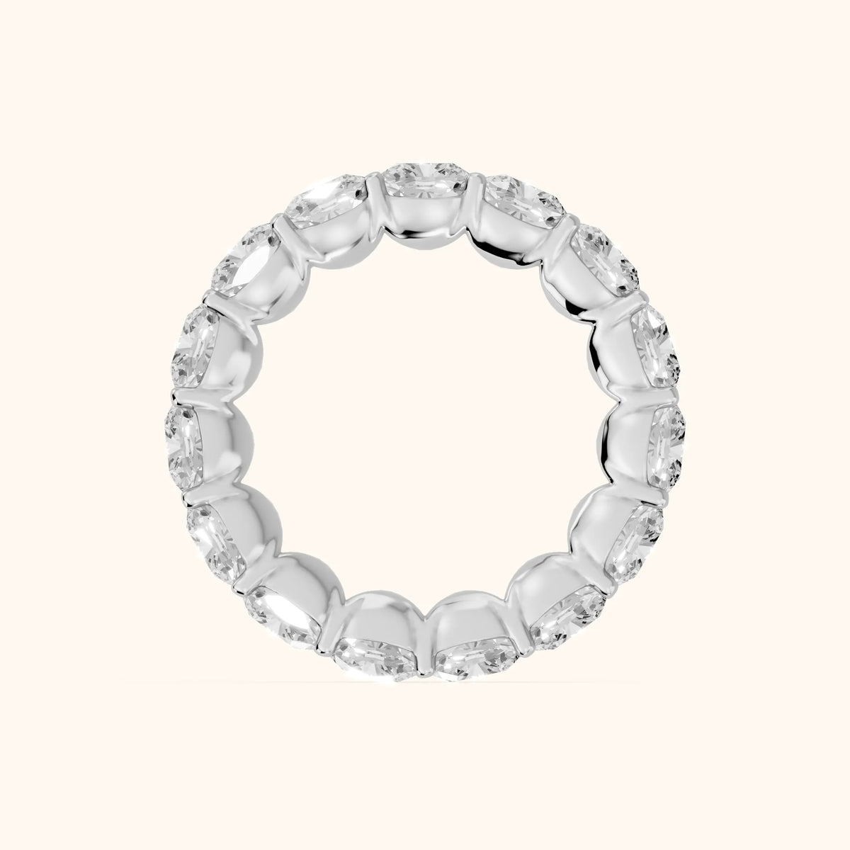 Vida Shared Prong Cushion Diamond Eternity Band in Silver - FingerView