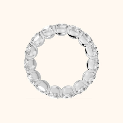 Vida Shared Prong Cushion Diamond Eternity Band in Silver - FingerView