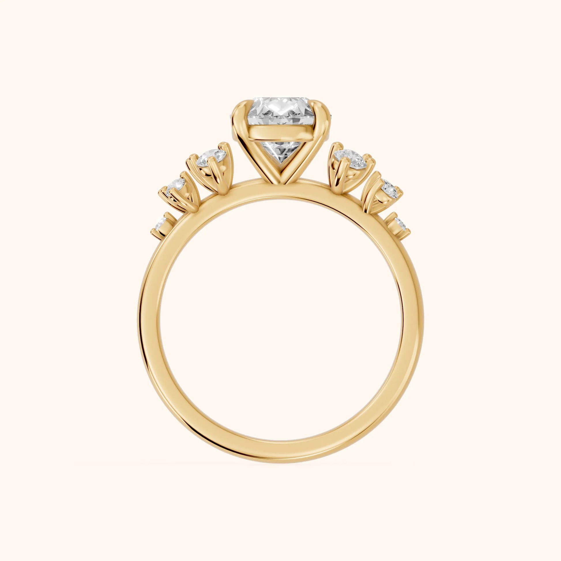 Evelina Bloom Pear Diamond Engagement Ring in Yellow Gold - FingerView