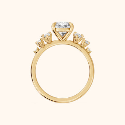 Evelina Bloom Pear Diamond Engagement Ring in Yellow Gold - FingerView