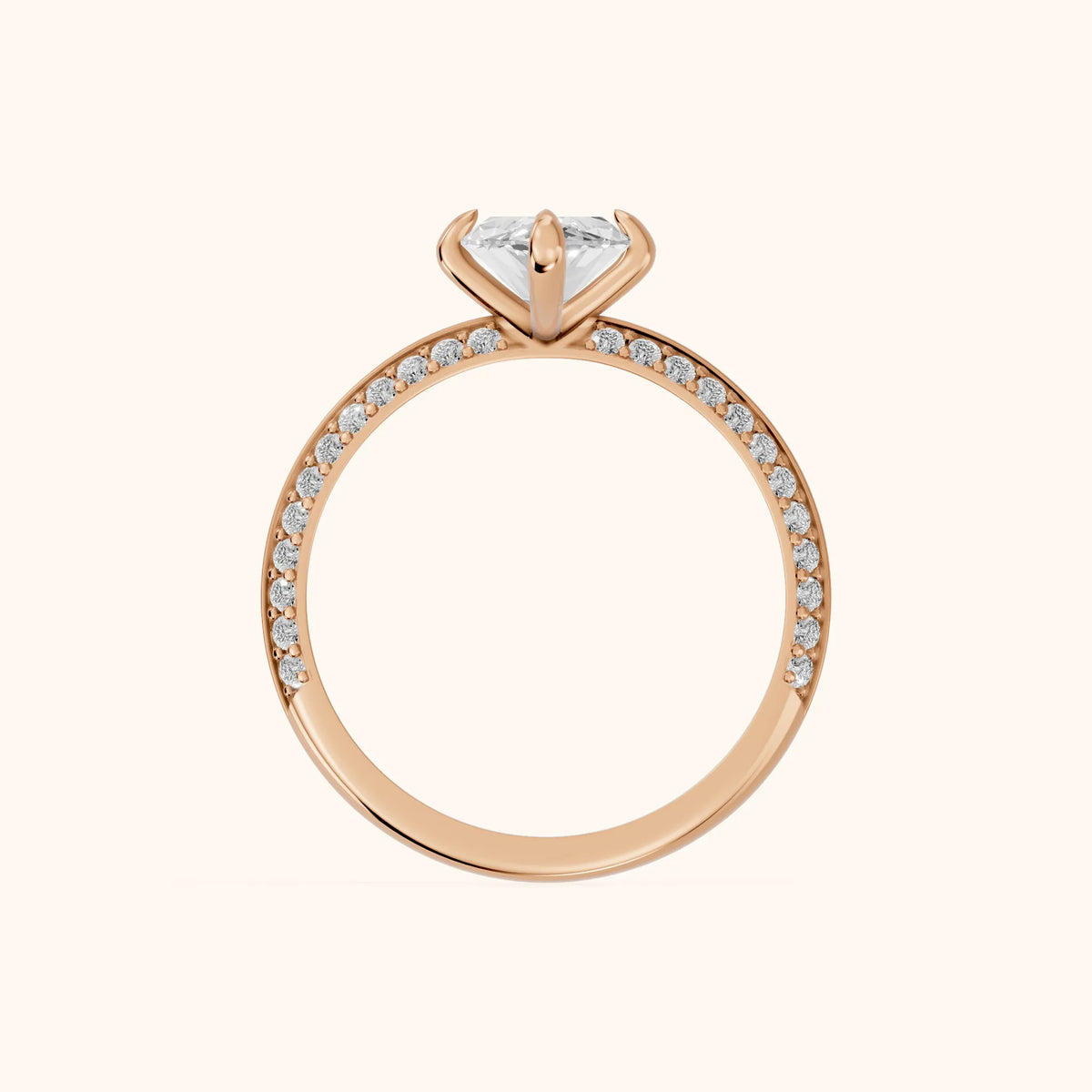 Meredith Knife Edge Pavé Marquise Diamond Engagement Ring in Rose Gold - FingerView.webp