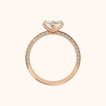 Meredith Knife Edge Pavé Marquise Diamond Engagement Ring in Rose Gold - FingerView.webp