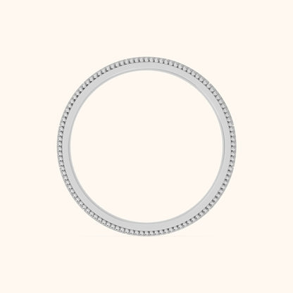 Sylvie Flat Milgrain Wedding Band in Silver - FingerView