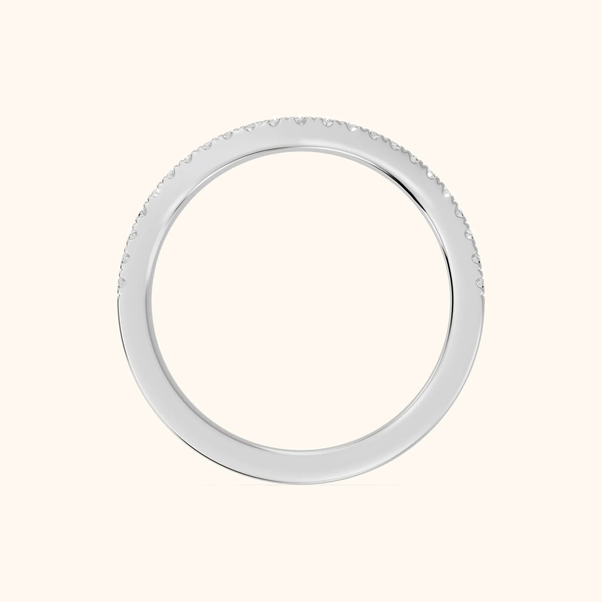 Nila Curved Round Diamond Stackable Ring in Silver - FingerView
