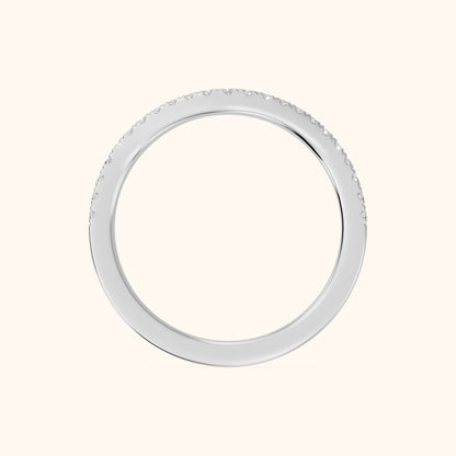 Nila Curved Round Diamond Stackable Ring in Silver - FingerView