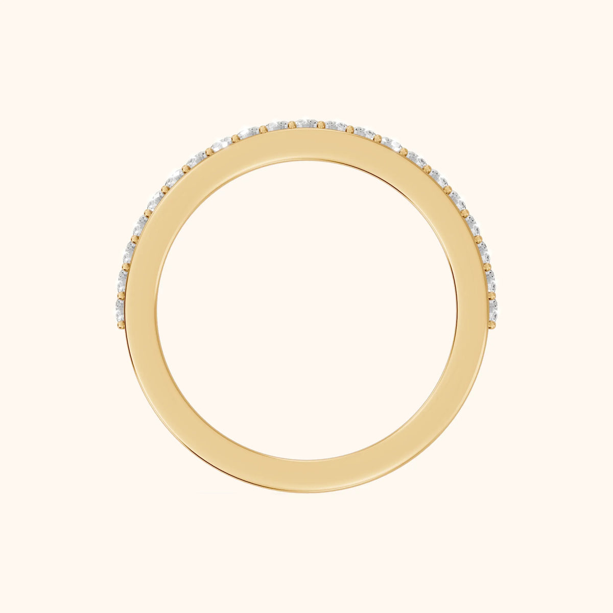 Tamara Micropavé Round Diamond Half Eternity Band in Yellow Gold - FingerView