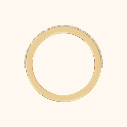 Tamara Micropavé Round Diamond Half Eternity Band in Yellow Gold - FingerView