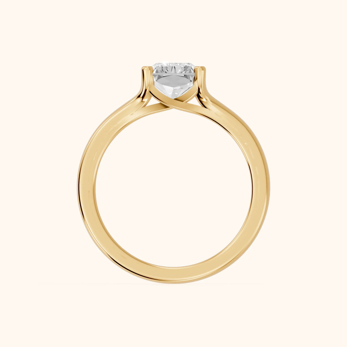 Nell Split Shank Solitaire Radiant Diamond Engagement Ring in Yellow Gold - FingerView.webp