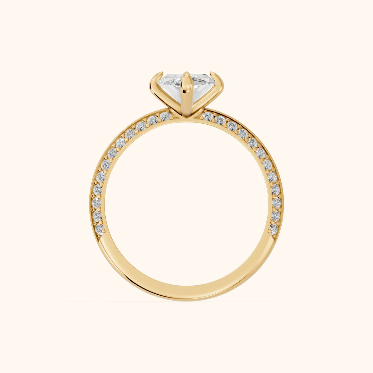 Meredith Knife Edge Pavé Marquise Diamond Engagement Ring in Yellow Gold - FingerView.webp